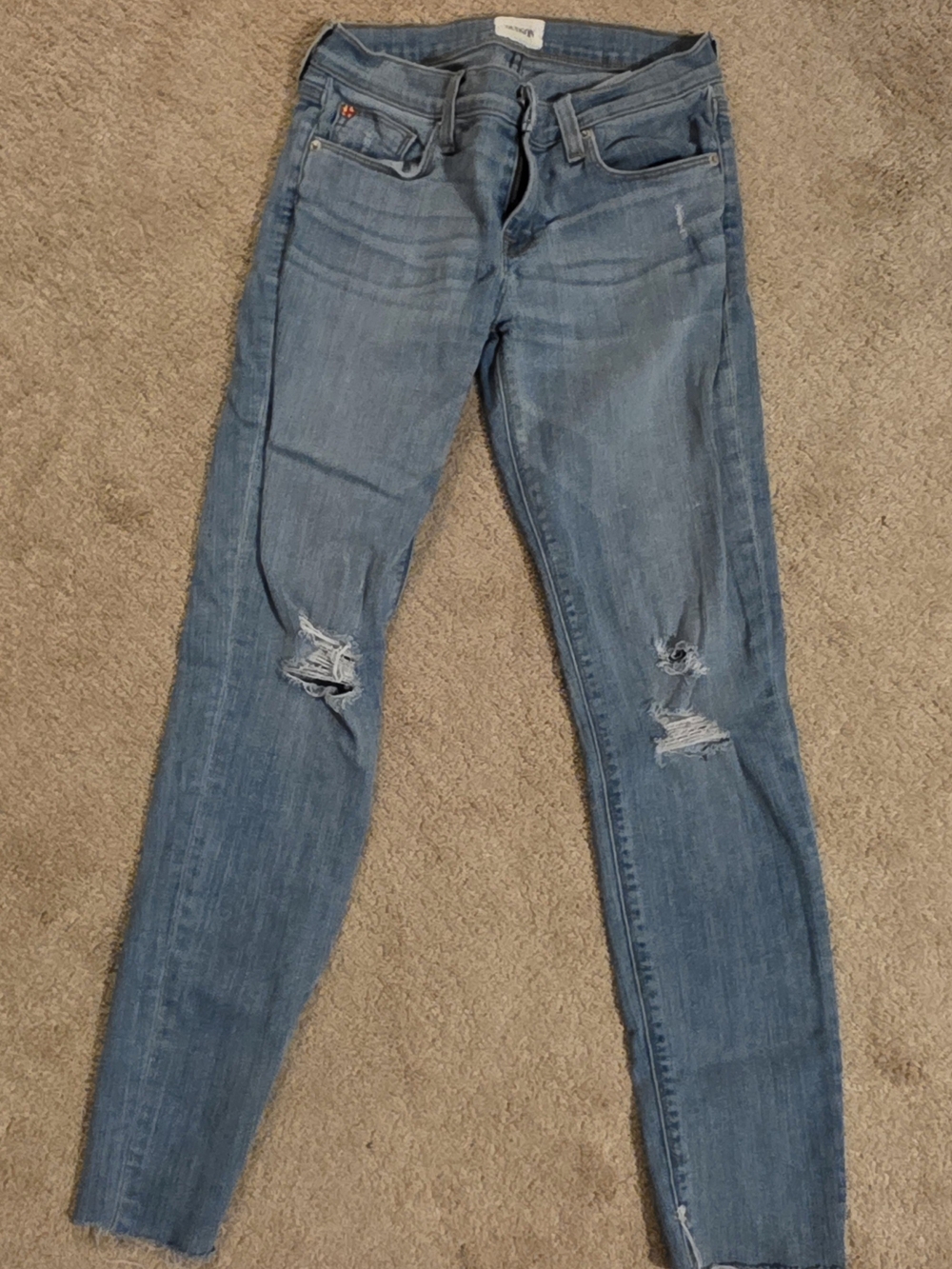 Hudson Jeans Light Blue Skinny Ripped Ankle Jeans